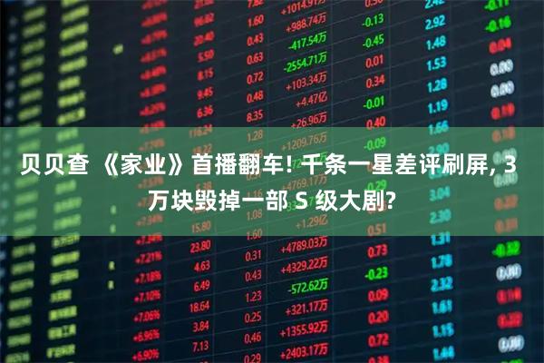贝贝查 《家业》首播翻车! 千条一星差评刷屏, 3 万块毁掉一部 S 级大剧?