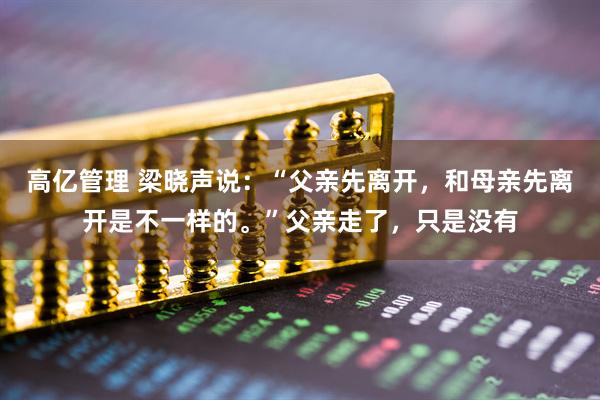 高亿管理 梁晓声说：“父亲先离开，和母亲先离开是不一样的。”父亲走了，只是没有